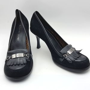 Gianni Bini Black Leather and Suede Identity Tassel Heels SIZE 9.5. #1083